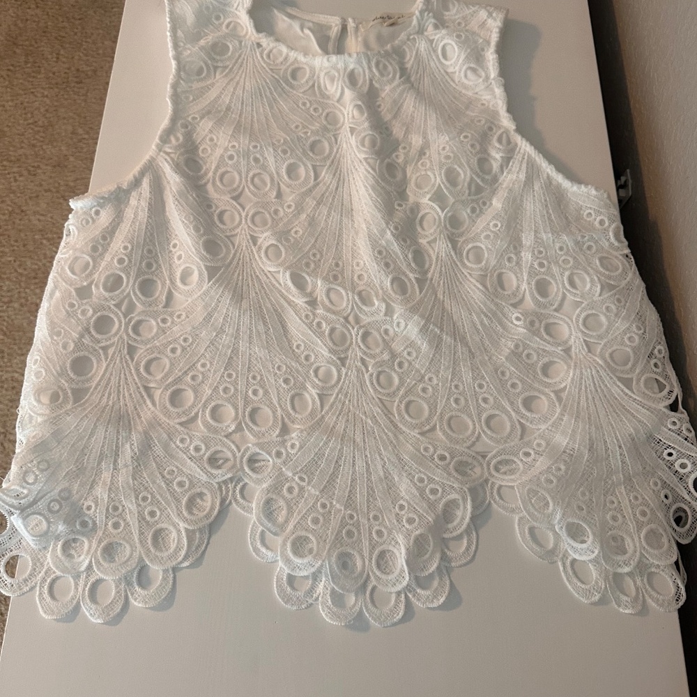 Anthropologie BlueTassel Eyelet Tank, Size XL - Picture 3 of 3